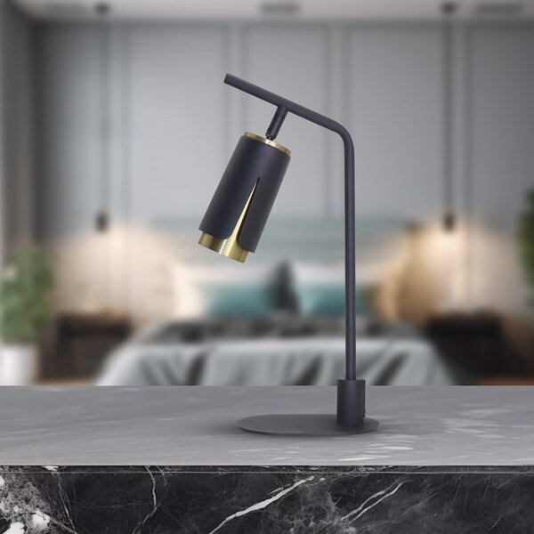 Stolní lampa Flower, 1x černé/zlaté kovové stínítko, b