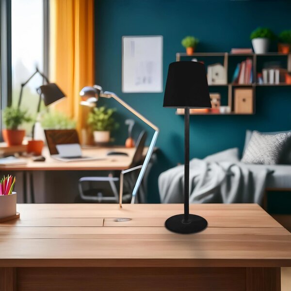 Stolní lampa Toscana, 1x černé PVC stínítko, b