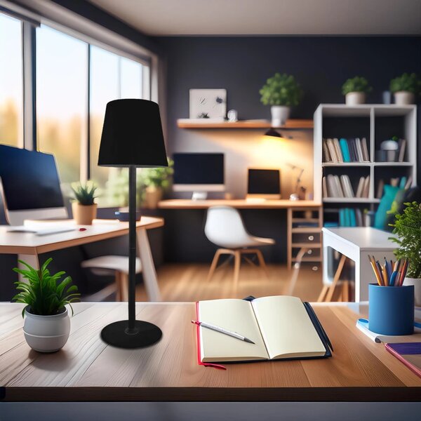 Stolní lampa Toscana, 1x černé PVC stínítko, b