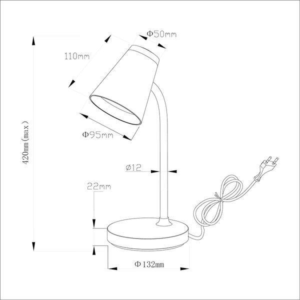 Stolní lampa Chico, 1x bílé/chromové PVC stínítko, w