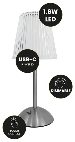 Stolní lampa Tacoma, 1x transparentní PVC stínítko, ch