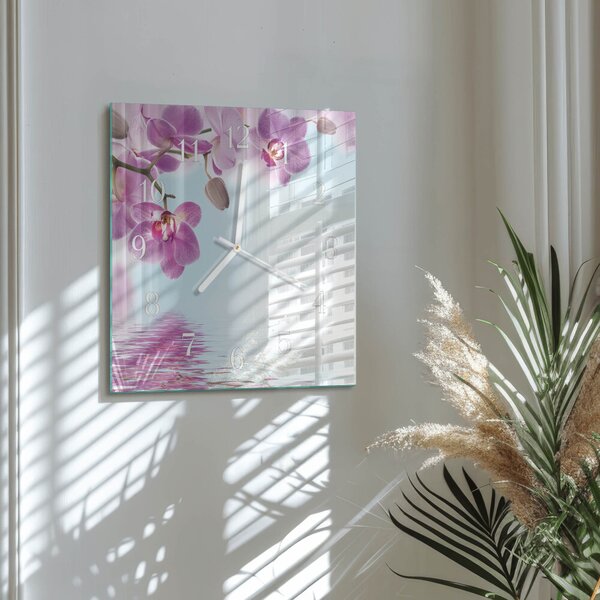 Skleněné hodiny Orchidej zskb-30x30-00086808
