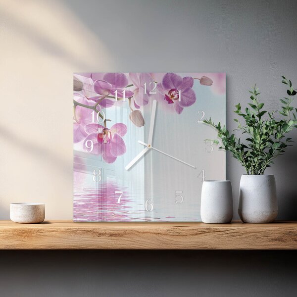 Skleněné hodiny Orchidej zskb-30x30-00086808