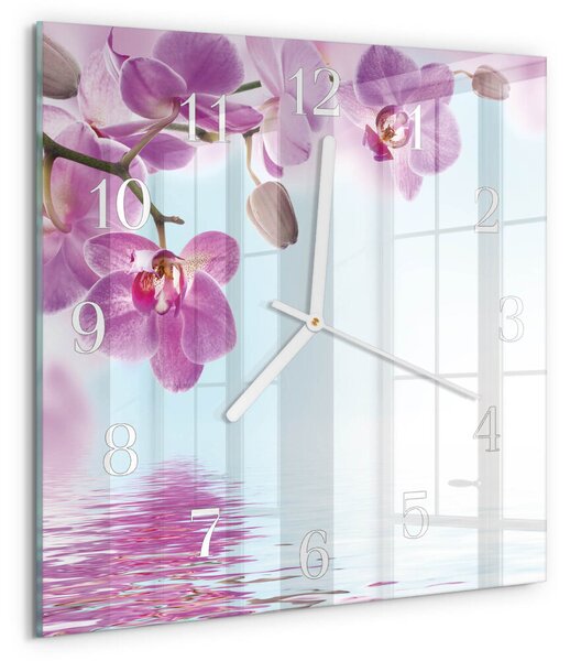 Skleněné hodiny Orchidej zskb-30x30-00086808