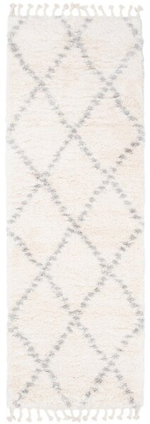 Kusový koberec shaggy Karo krémově šedý atyp 60x200cm