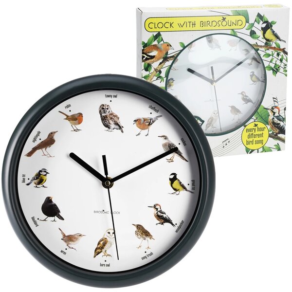 Nástěnné hodiny Birds, bílá/zelená
