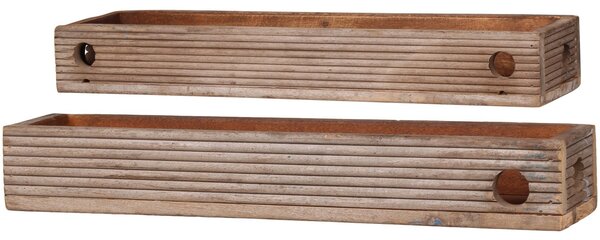 Set 2ks dřevěných dekoračních podnosů Grim - 50*12*6/ 40*9*6 cm - Chic Antique