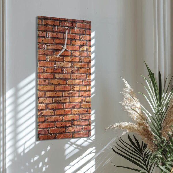 Skleněné hodiny vertikální Cihlová zeď zsppb-30x60-00094169