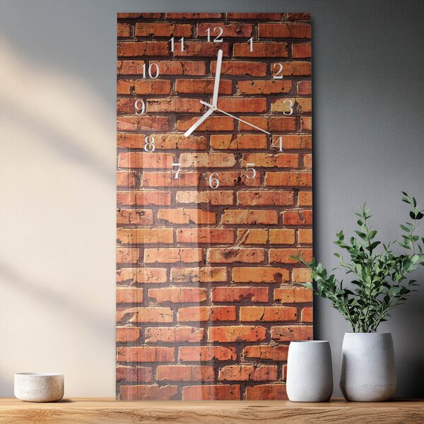 Skleněné hodiny vertikální Cihlová zeď zsppb-30x60-00094169