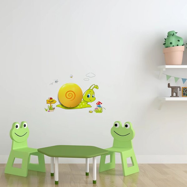 Dětské nástěnné svítidlo Snail, 1x oranžové plastové stínítko, gr