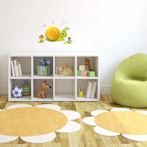 Dětské nástěnné svítidlo Snail, 1x oranžové plastové stínítko, gr