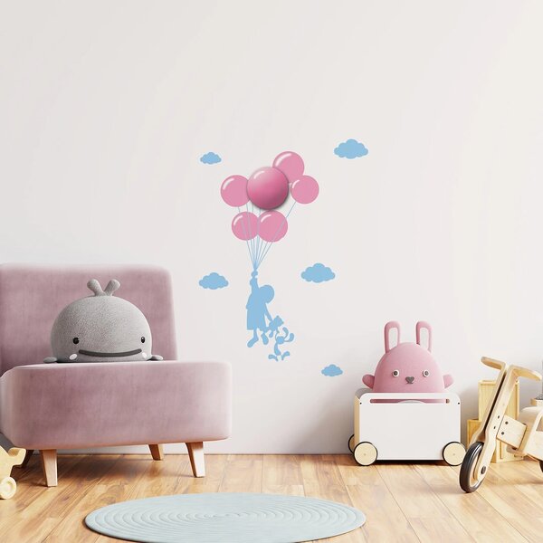 Dětské nástěnné svítidlo Balloons, 1x růžové plastové stínítko, bl