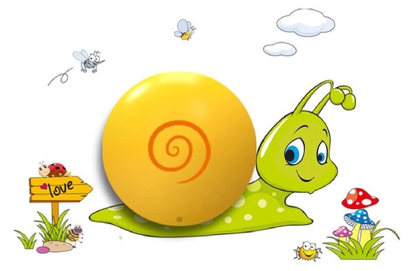 Dětské nástěnné svítidlo Snail, 1x oranžové plastové stínítko, gr