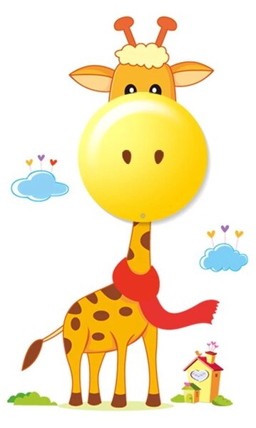 Dětské nástěnné svítidlo Giraffe, 1x žluté plastové stínítko, or