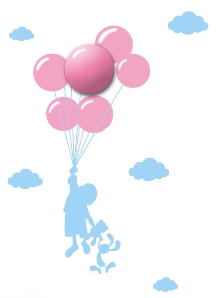 Dětské nástěnné svítidlo Balloons, 1x růžové plastové stínítko, bl