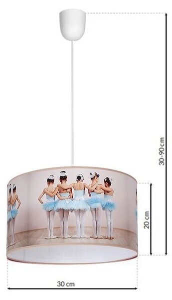 Dětské závěsné svítidlo Ballerina, 1x plastové stínítko se vzorem, w
