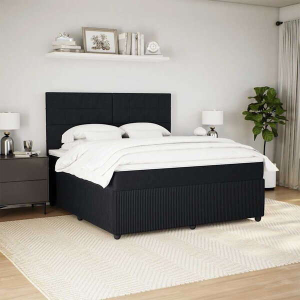 Box spring postel s matrací černá 180x200 cm samet 3292408
