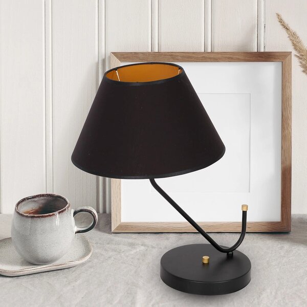 Stolní lampa Victoria, 1x černé textilní stínítko, b/g