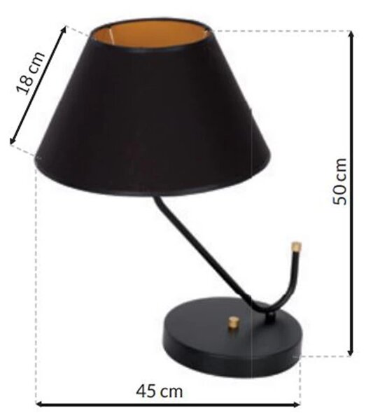 Stolní lampa Victoria, 1x černé textilní stínítko, b/g