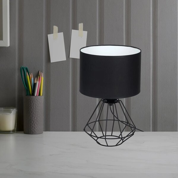 Stolní lampa Colin, 1x černé textilní stínítko, b