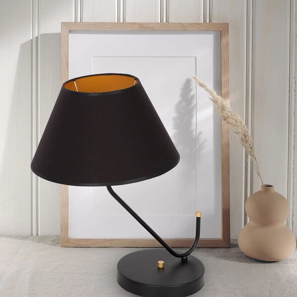 Stolní lampa Victoria, 1x černé textilní stínítko, b/g