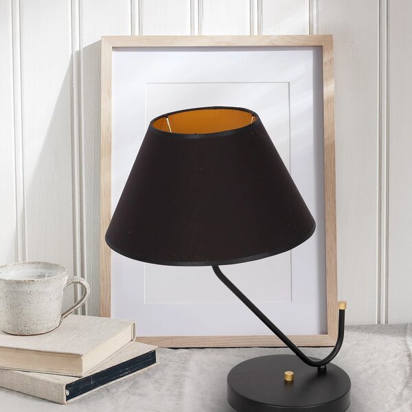 Stolní lampa Victoria, 1x černé textilní stínítko, b/g