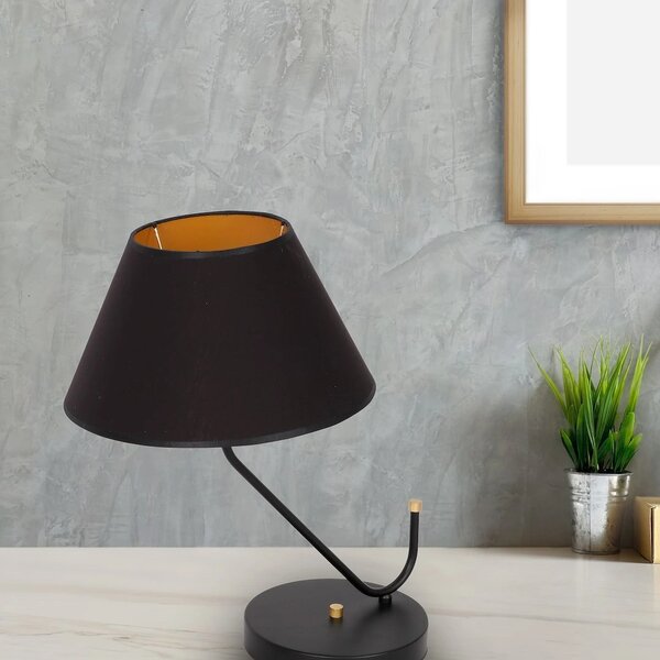 Stolní lampa Victoria, 1x černé textilní stínítko, b/g