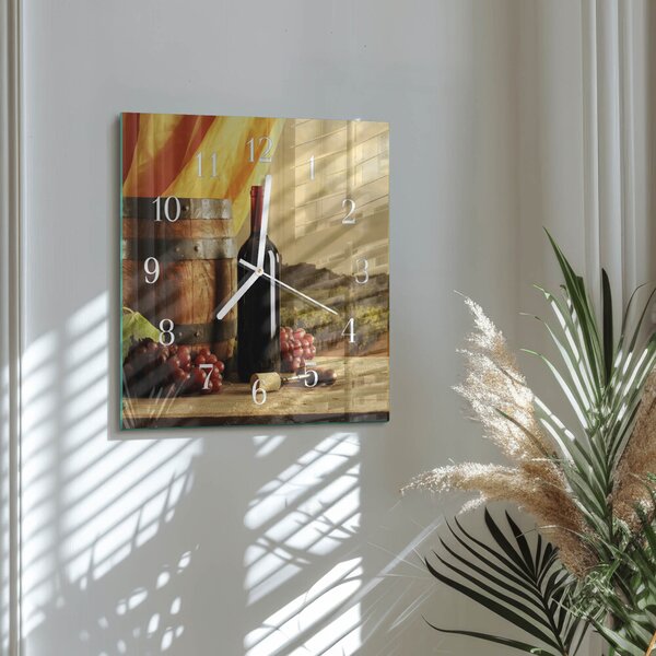 Skleněné hodiny Vinný sud zskb-30x30-00085590