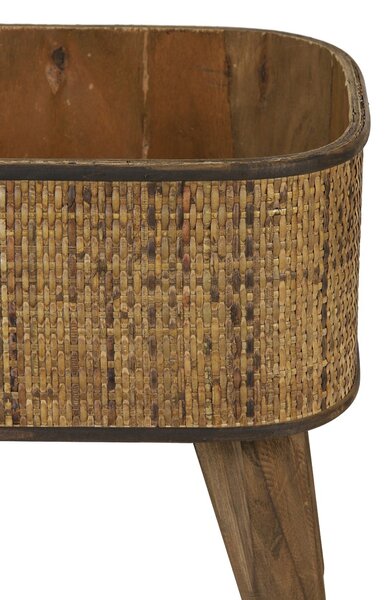 Hnědý dřevěný květináč s výpletem na nožkách Canya - 32*29*34cm - Light & Living