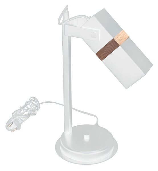 Stolní lampa Vidar, 1x dřevěné/bílé kovové stínítko, w