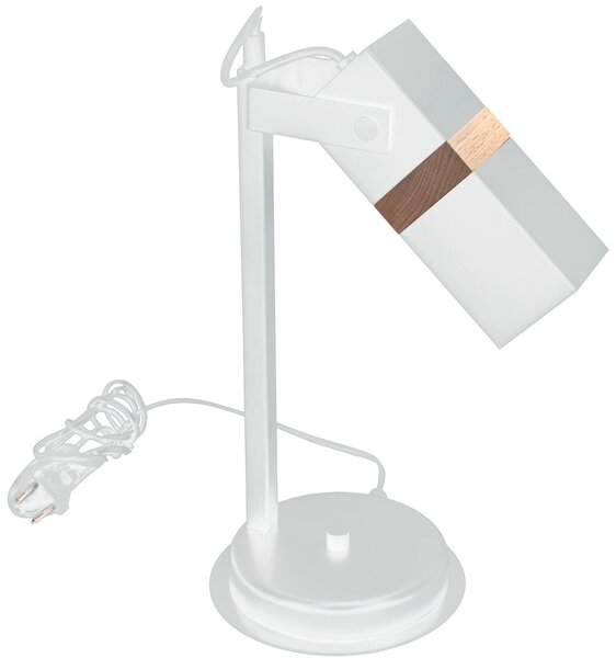 Stolní lampa Vidar, 1x dřevěné/bílé kovové stínítko, w