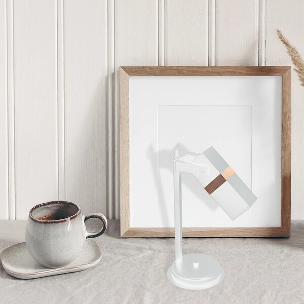 Stolní lampa Vidar, 1x dřevěné/bílé kovové stínítko, w