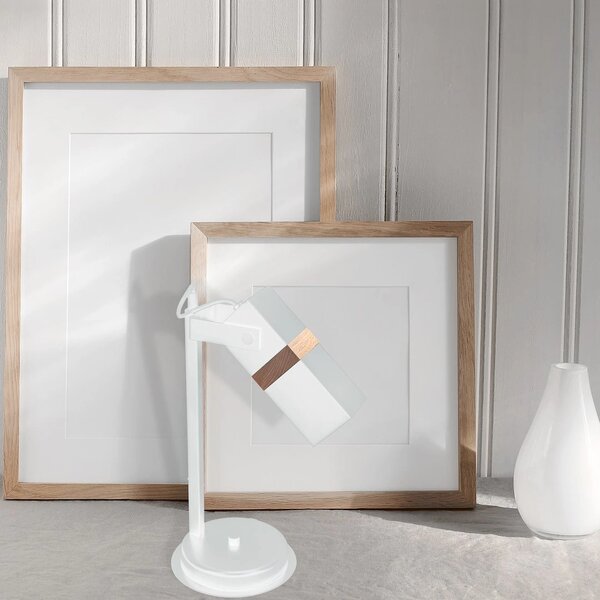 Stolní lampa Vidar, 1x dřevěné/bílé kovové stínítko, w