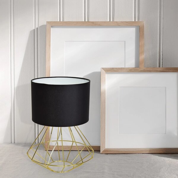 Stolní lampa Lupo, 1x černé textilní stínítko, g