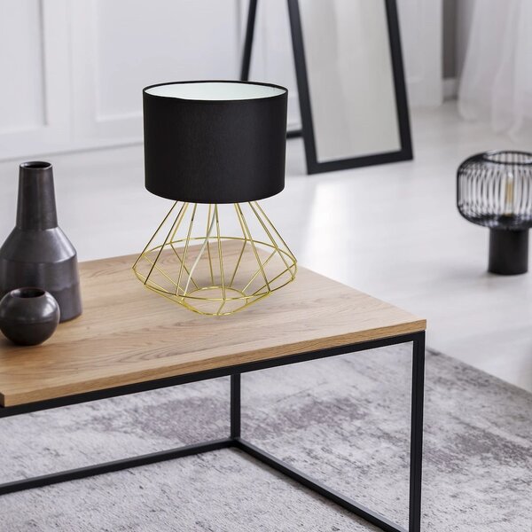 Stolní lampa Lupo, 1x černé textilní stínítko, g