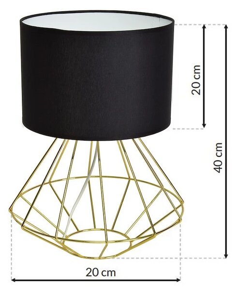 Stolní lampa Lupo, 1x černé textilní stínítko, g