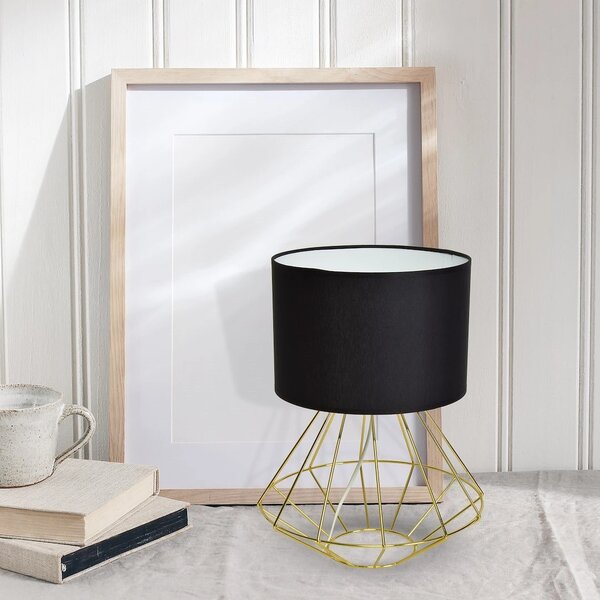 Stolní lampa Lupo, 1x černé textilní stínítko, g