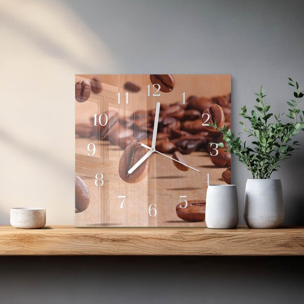 Skleněné hodiny Kávová zrna zskb-30x30-00086523