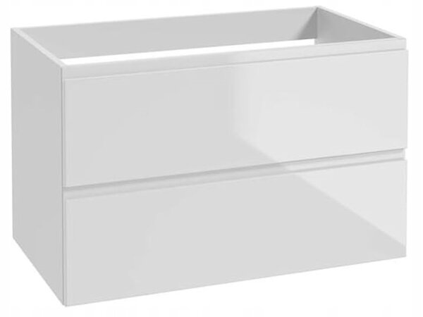 Závěsná koupelnová skříňka Deftrans bílá 80x50 cm, 2 zásuvky, lesklá