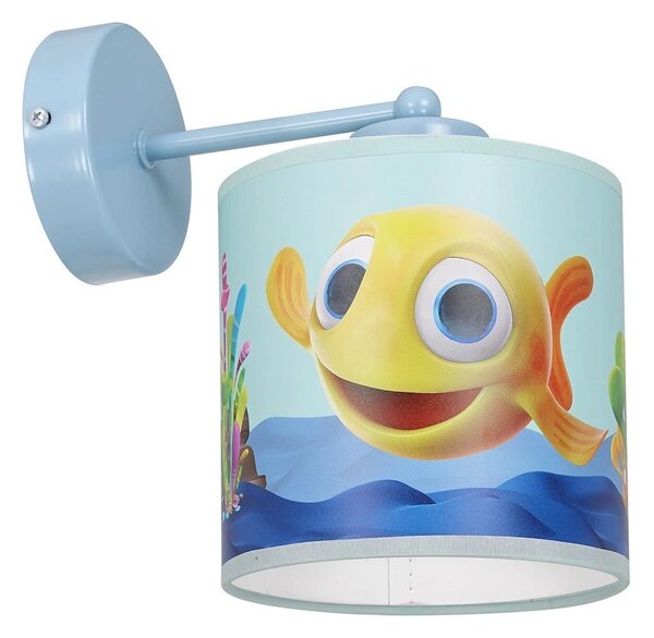 Dětské nástěnné svítidlo Fish, 1x plastové stínítko se vzorem, bl