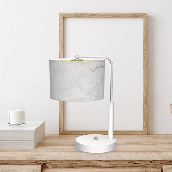 Stolní lampa Senso, 1x bílé/zlaté textilní stínítko, w