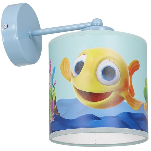 Dětské nástěnné svítidlo Fish, 1x plastové stínítko se vzorem, bl