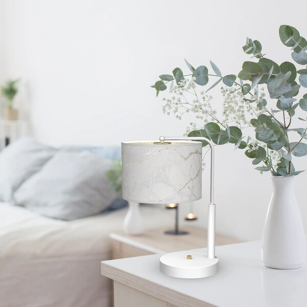 Stolní lampa Senso, 1x bílé/zlaté textilní stínítko, w
