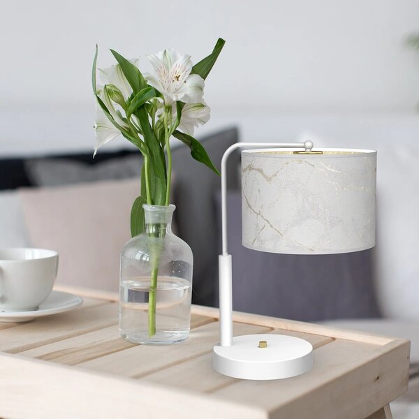 Stolní lampa Senso, 1x bílé/zlaté textilní stínítko, w