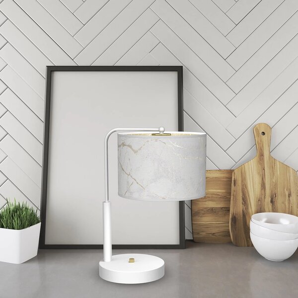 Stolní lampa Senso, 1x bílé/zlaté textilní stínítko, w
