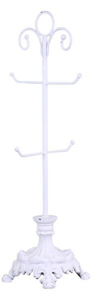 Bílý kovový stojan na noze na hrnky - Ø 14*54 cm