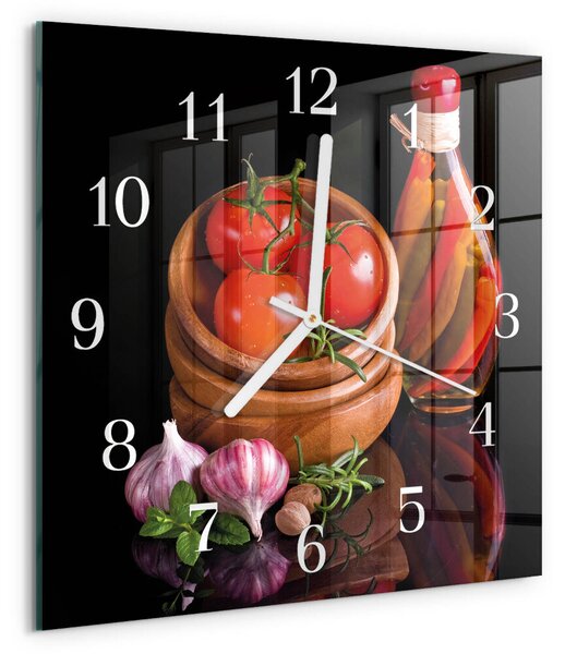 Skleněné hodiny Rajčata a česnek zskb-30x30-00091050