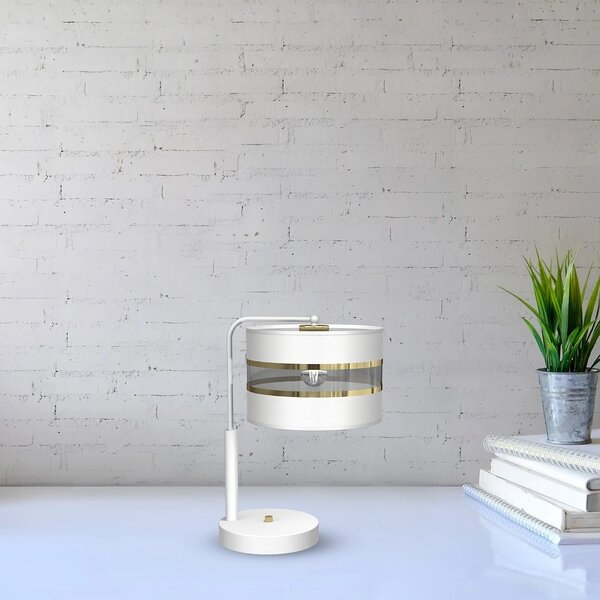 Stolní lampa Ultimo, 1x bílé/zlaté textilní stínítko, w