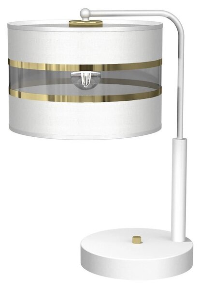Stolní lampa Ultimo, 1x bílé/zlaté textilní stínítko, w