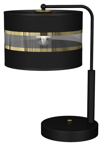 Stolní lampa Ultimo, 1x černé/zlaté textilní stínítko, b